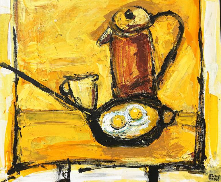 Original Expressionism Still Life Painting by Mutlu Ertac