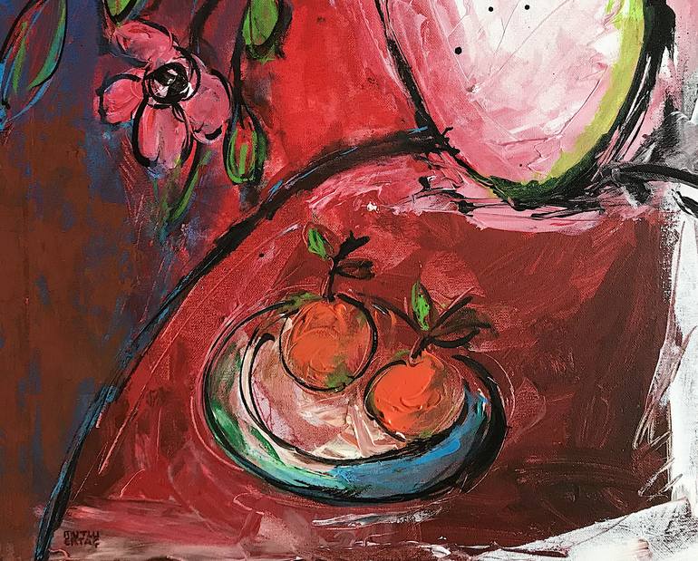 Original Expressionism Still Life Painting by Mutlu Ertac