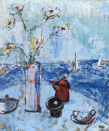 Original Impressionism Sailboat Paintings by Mutlu Ertac