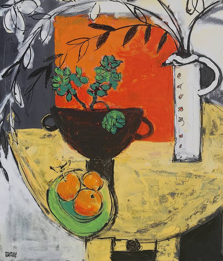 Original Expressionism Still Life Painting by Mutlu Ertac