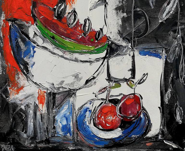 Original Expressionism Still Life Painting by Mutlu Ertac