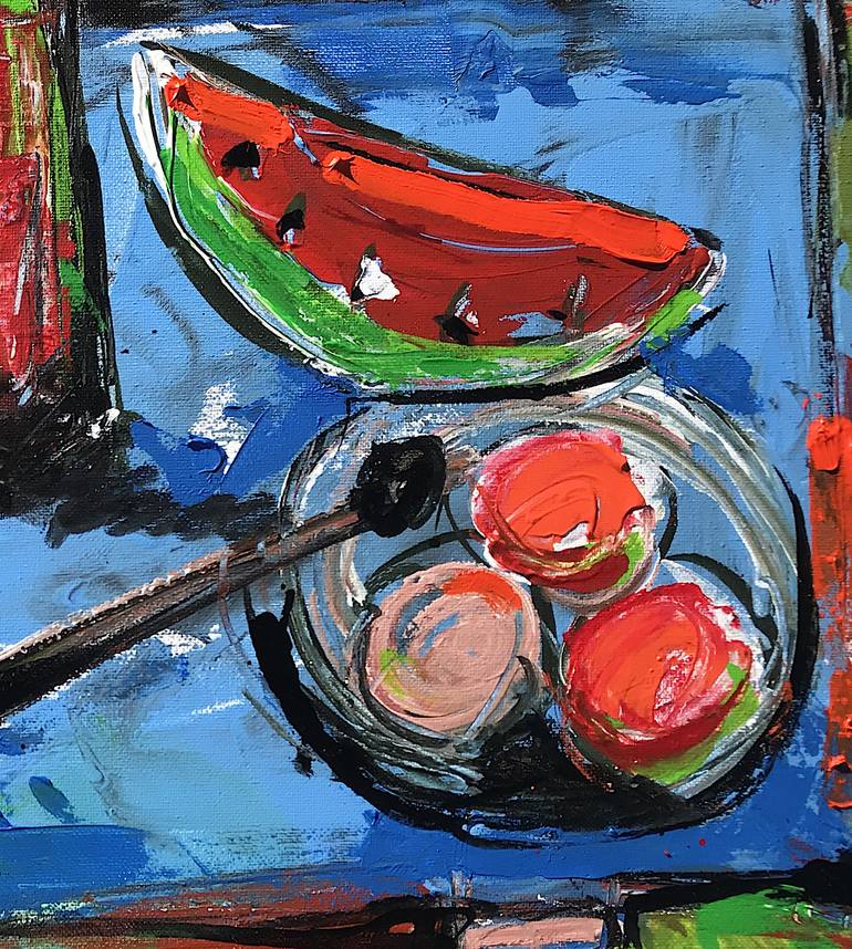 Original Abstract Expressionism Still Life Painting by Mutlu Ertac