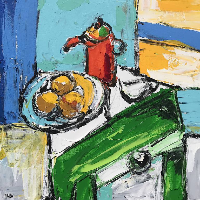 Original Cubism Food & Drink Painting by Mutlu Ertac