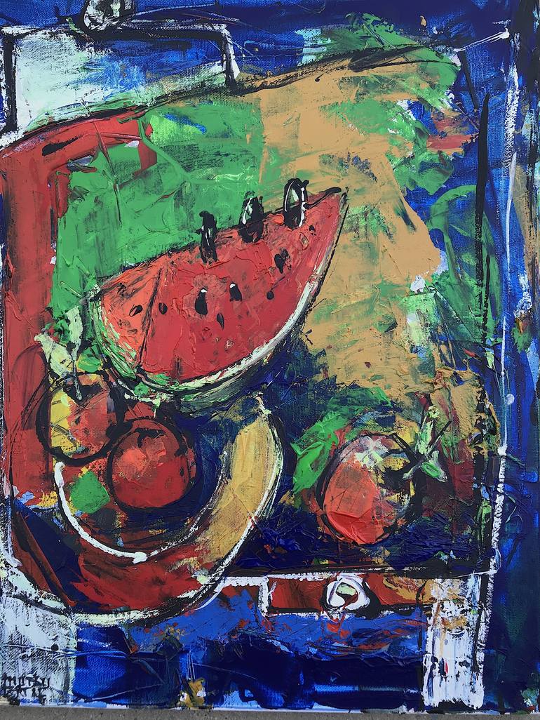 Original Expressionism Still Life Painting by Mutlu Ertac