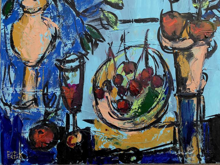 Original Expressionism Still Life Painting by Mutlu Ertac