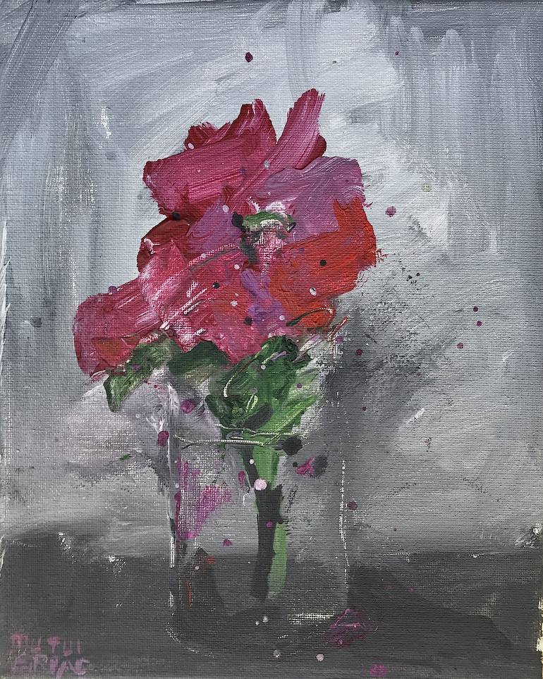 Original Expressionism Floral Painting by Mutlu Ertac