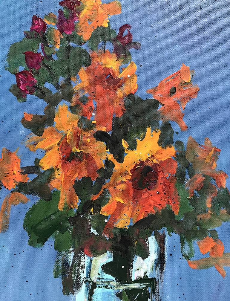 Original Expressionism Floral Painting by Mutlu Ertac