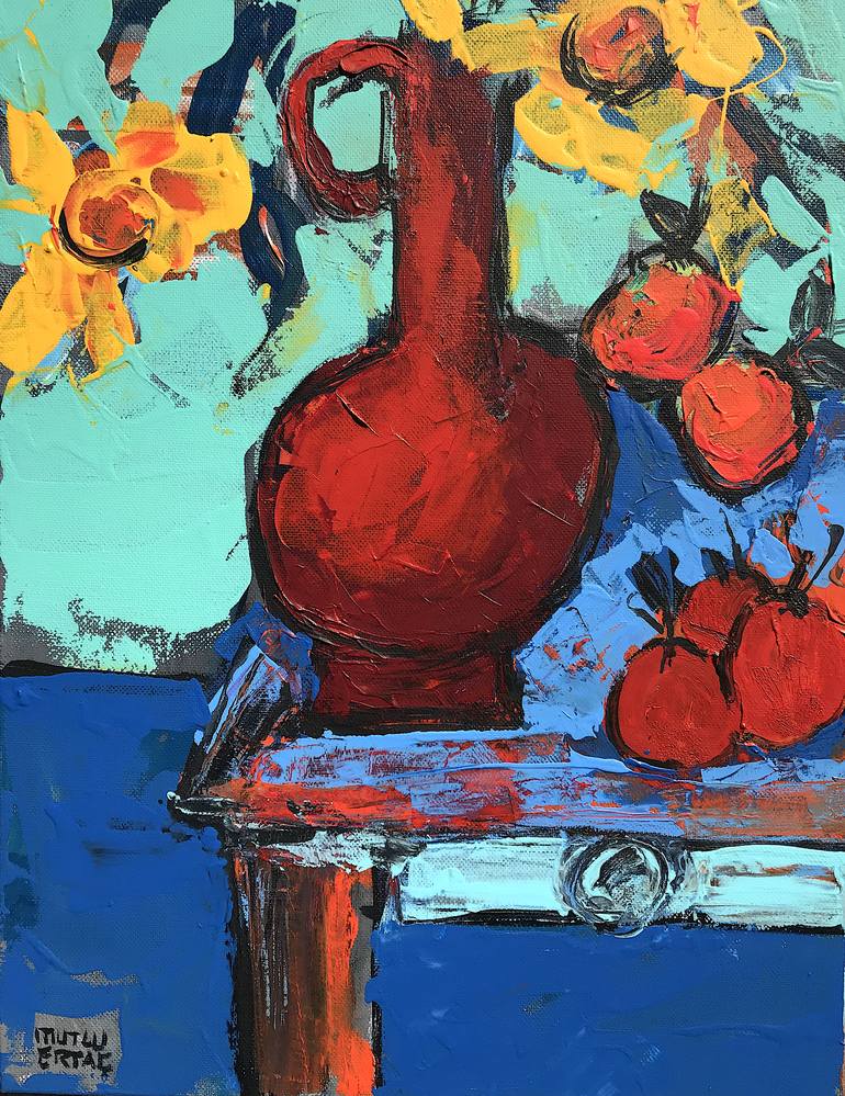 Original Impressionism Still Life Painting by Mutlu Ertac