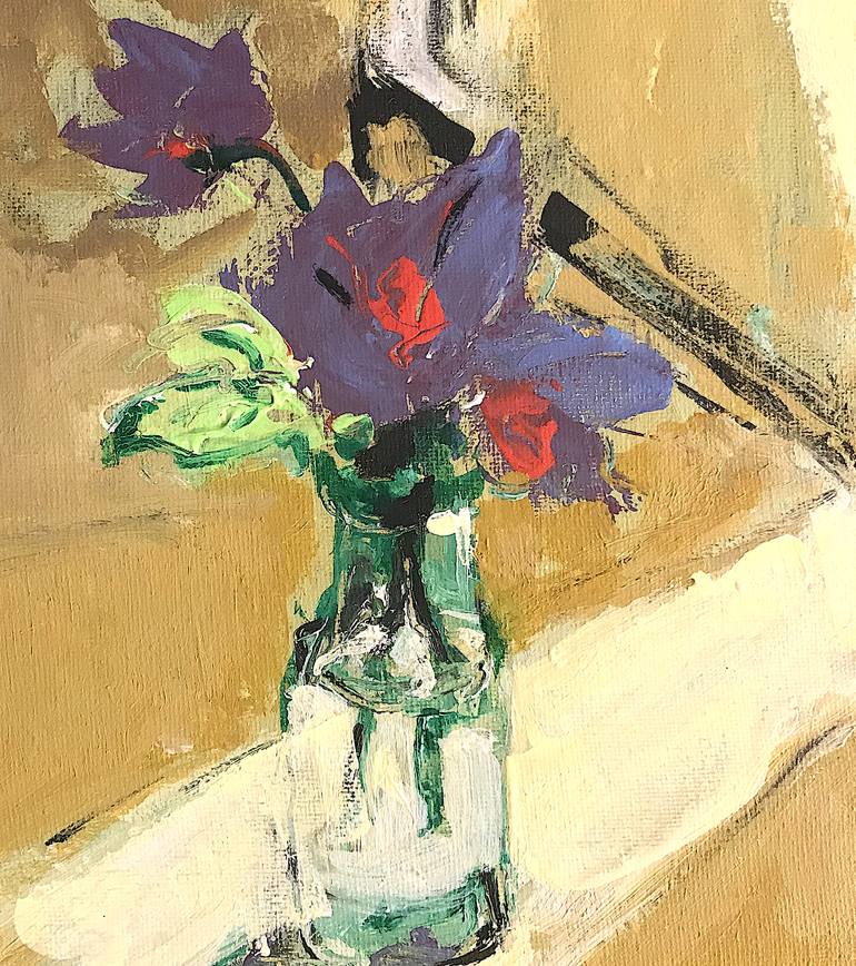 Original Expressionism Still Life Painting by Mutlu Ertac