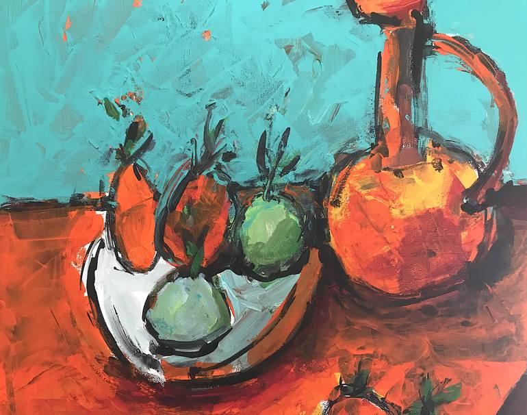 Original Expressionism Still Life Painting by Mutlu Ertac