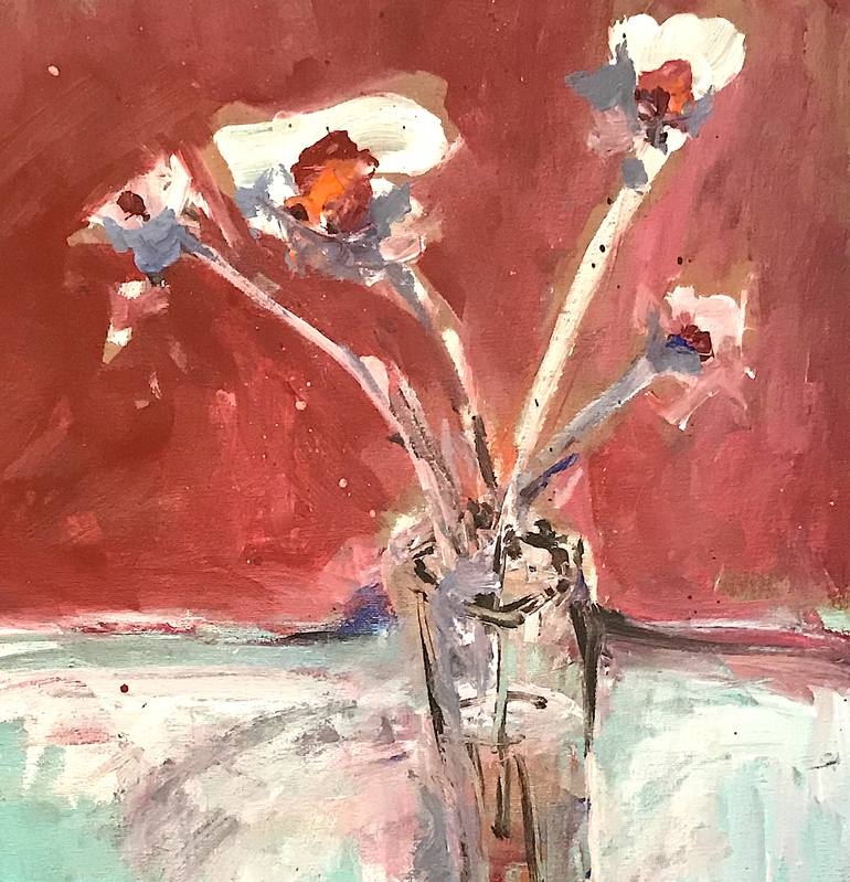 Original Expressionism Floral Painting by Mutlu Ertac