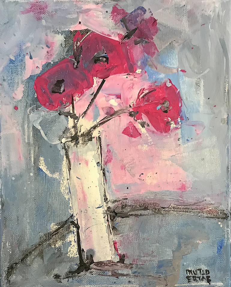 Original Modern Floral Painting by Mutlu Ertac