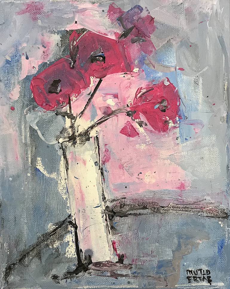 Original Modern Floral Painting by Mutlu Ertac