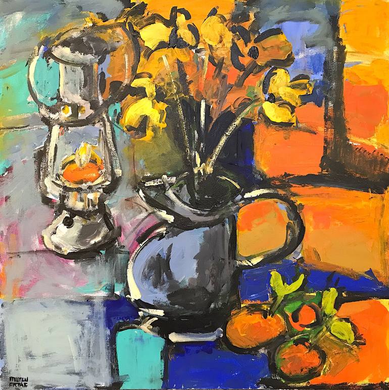 Original Expressionism Still Life Painting by Mutlu Ertac