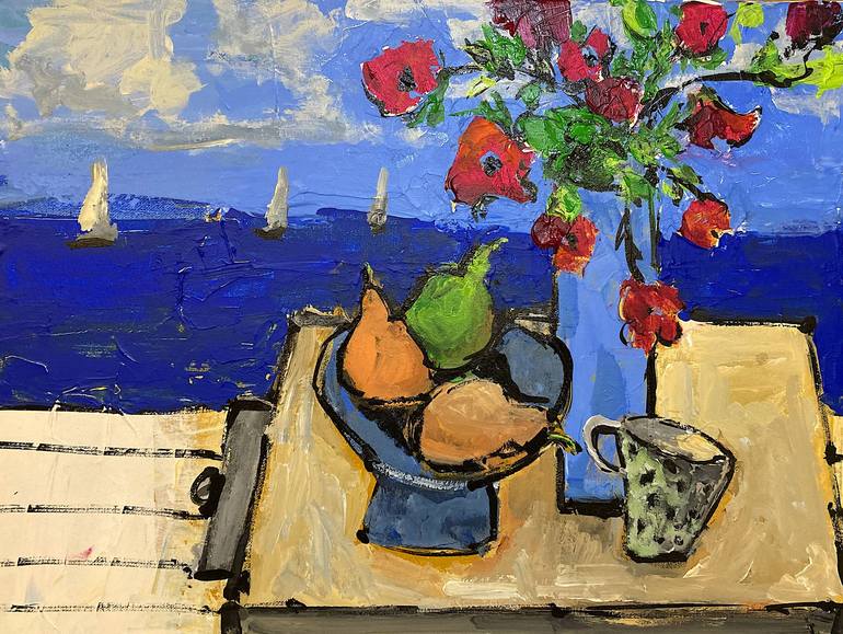Original Expressionism Seascape Painting by Mutlu Ertac