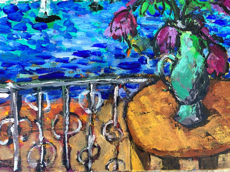 Original Expressionism Seascape Painting by Mutlu Ertac