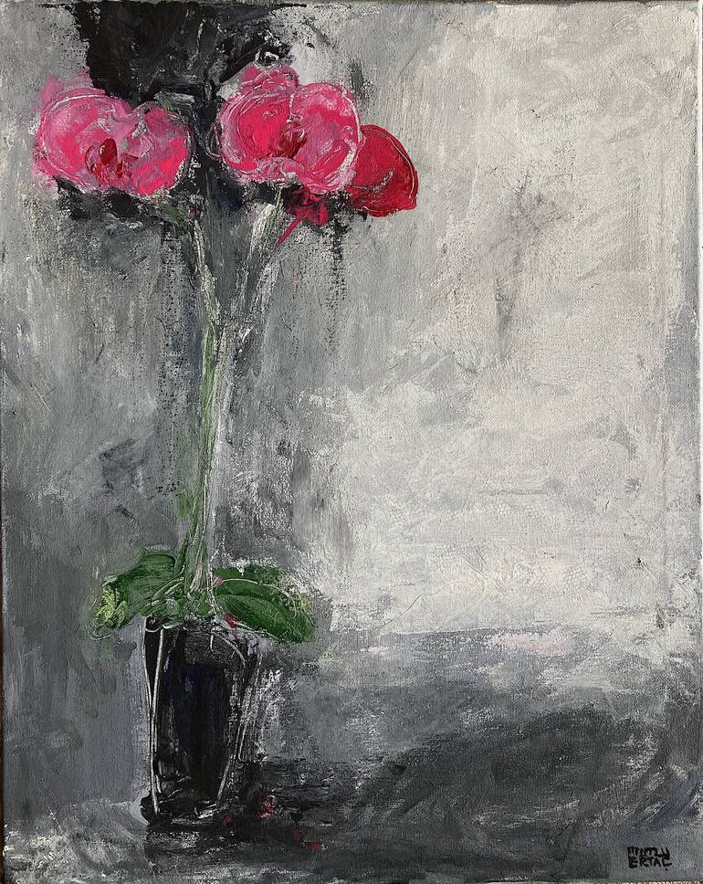 Original Expressionism Floral Painting by Mutlu Ertac