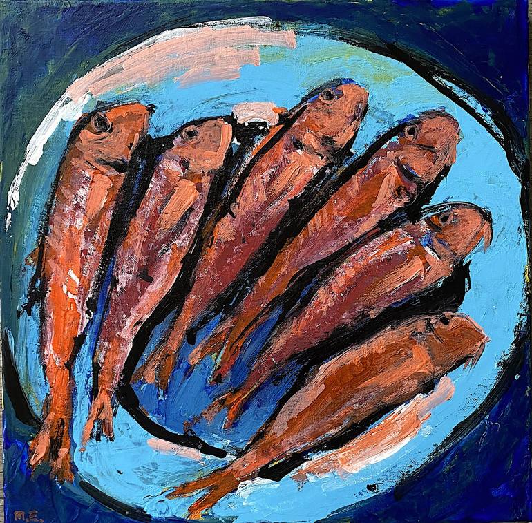 Original Fish Painting by Mutlu Ertac