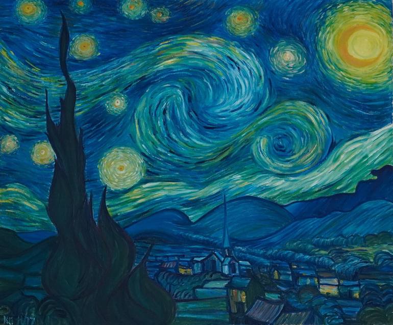 The Starry Night Painting by Isabelle Ku | Saatchi Art