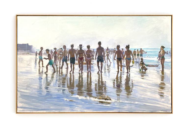 Original Figurative Beach Painting by Ana P Serres