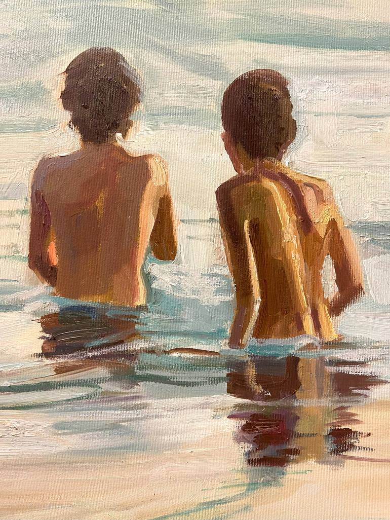 Original Figurative Beach Painting by Ana P Serres