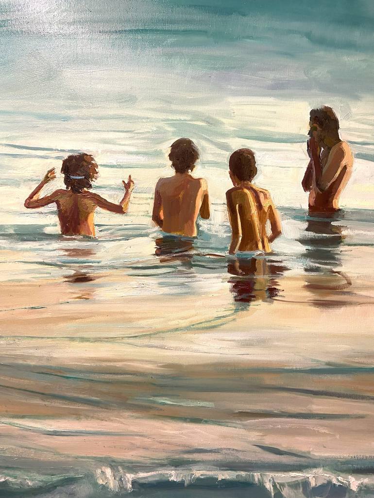 Original Figurative Beach Painting by Ana P Serres