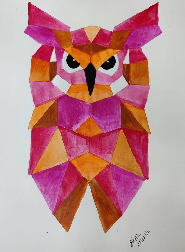 Cubism owl Painting by Jinal Gandhi | Saatchi Art