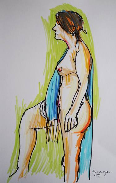 Original Fine Art Nude Drawings by Gerard Whyman