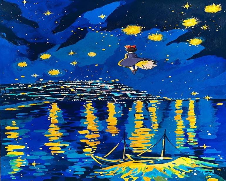 Copy of Kiki's starry dream over the rh`one Painting by Mehreen Nadeem ...