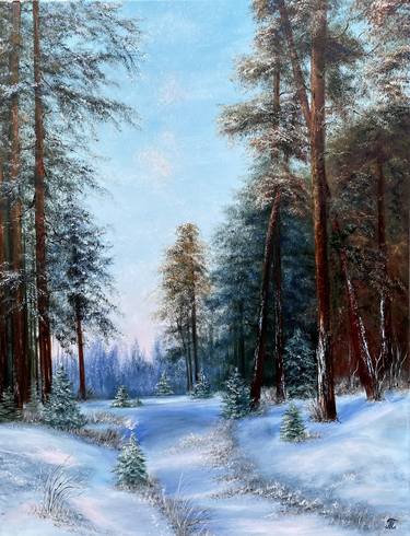 Winters Forest way - original oil painting thumb