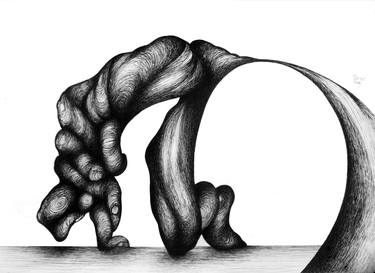 Original Surrealism Body Drawings by Red Tweny