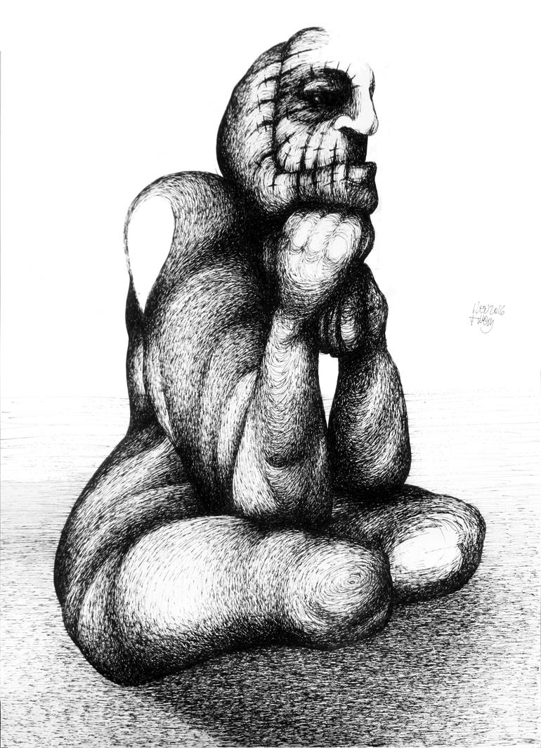 Enduring wounds Drawing by Red Tweny | Saatchi Art