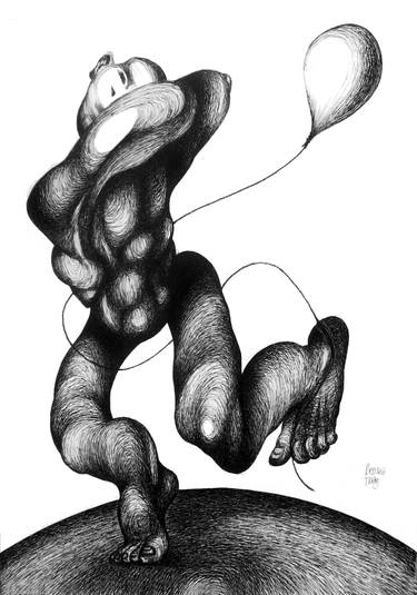 Original Surrealism Body Drawings by Red Tweny