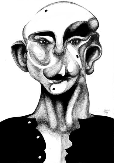 Original Dada Portrait Drawings by Red Tweny