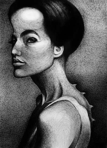 Original Surrealism Portrait Drawings by Red Tweny