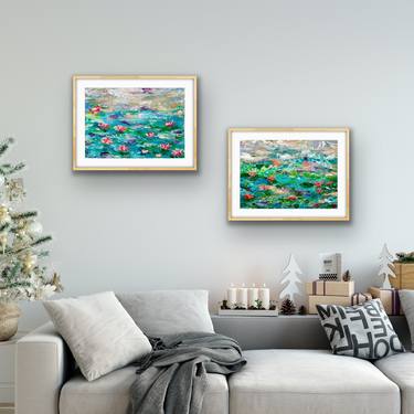 Blue Waterlily Pond - Diptych thumb