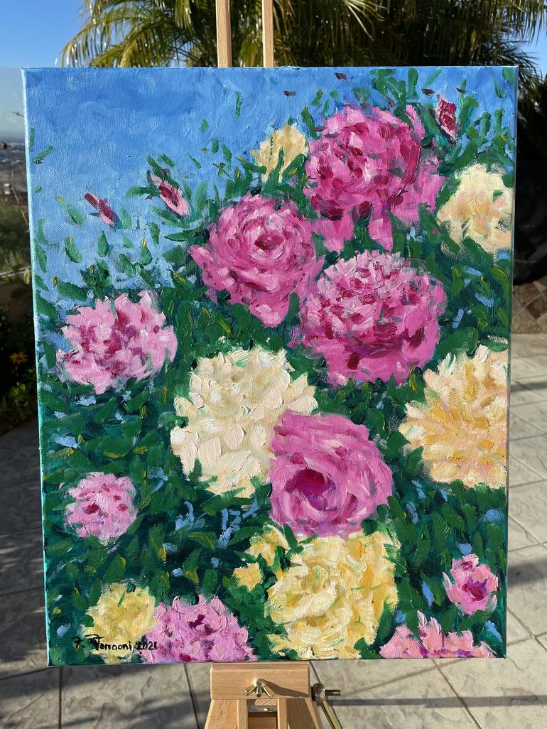 Original Impressionism Floral Painting by Fariba Fonooni-Fard
