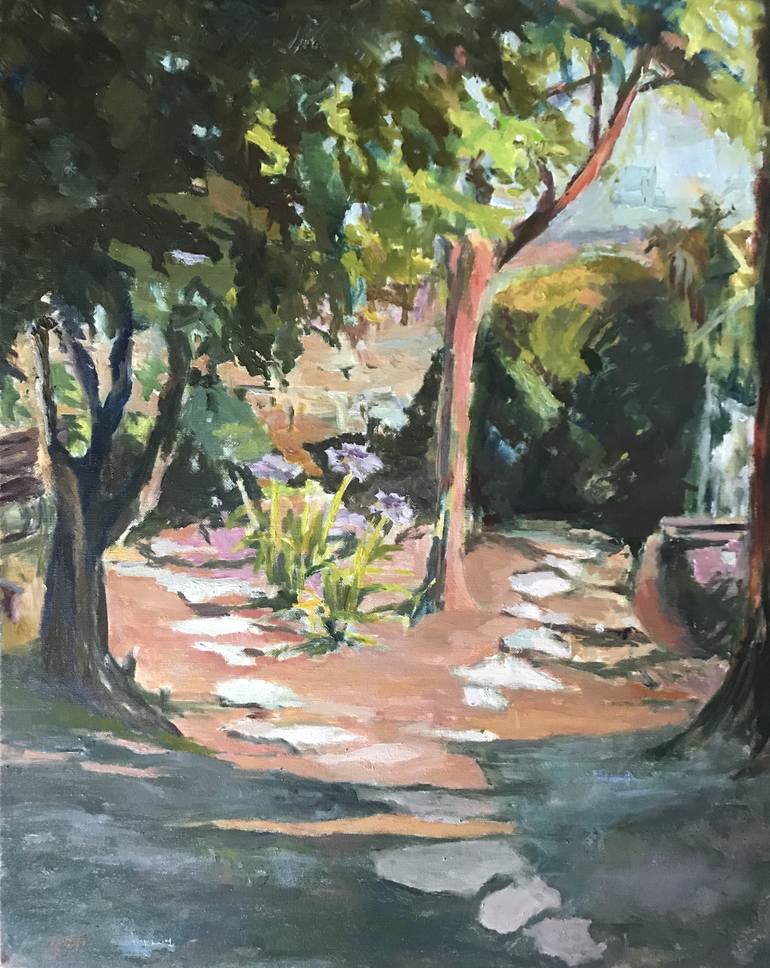 Summer sun on the garden Painting by Zavi Apfelbaum | Saatchi Art