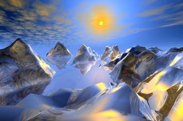 Winter landscape with fantasy ice mountains thumb