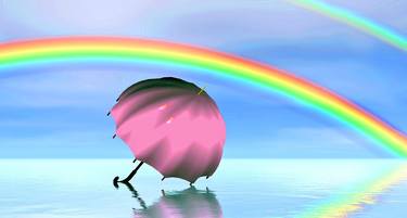 Landscape with umbrella and rainbow thumb