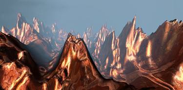 3d rendering fantasy landscape with rocks thumb