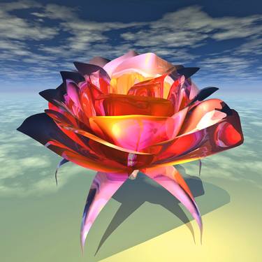 3d rendering single orange rose thumb