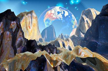 3d  fantasy landscape with rocks and earth thumb