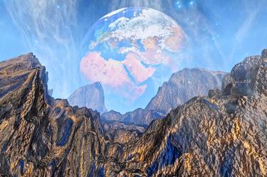 3d fantasy landscape with rocks and Earth thumb