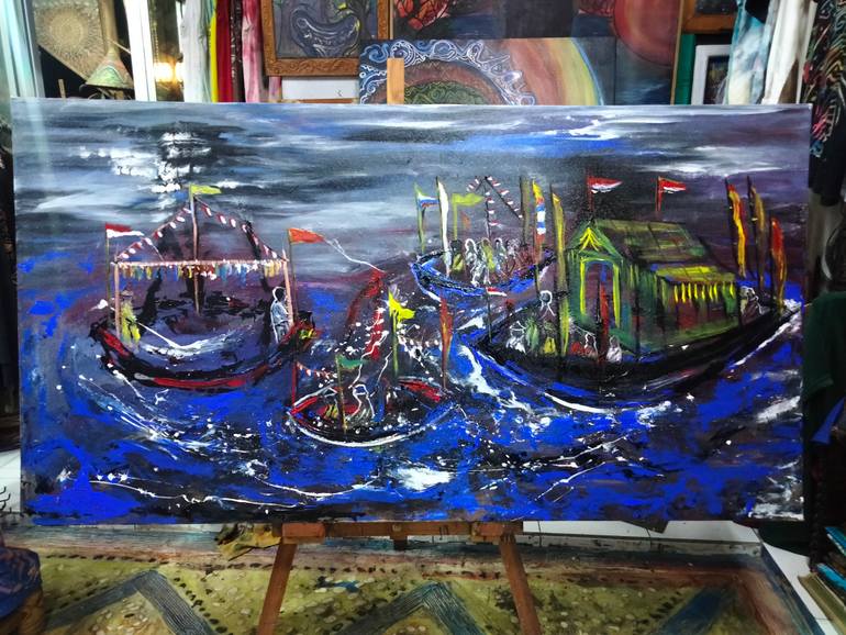 Original Abstract Beach Painting by Den Bagoes