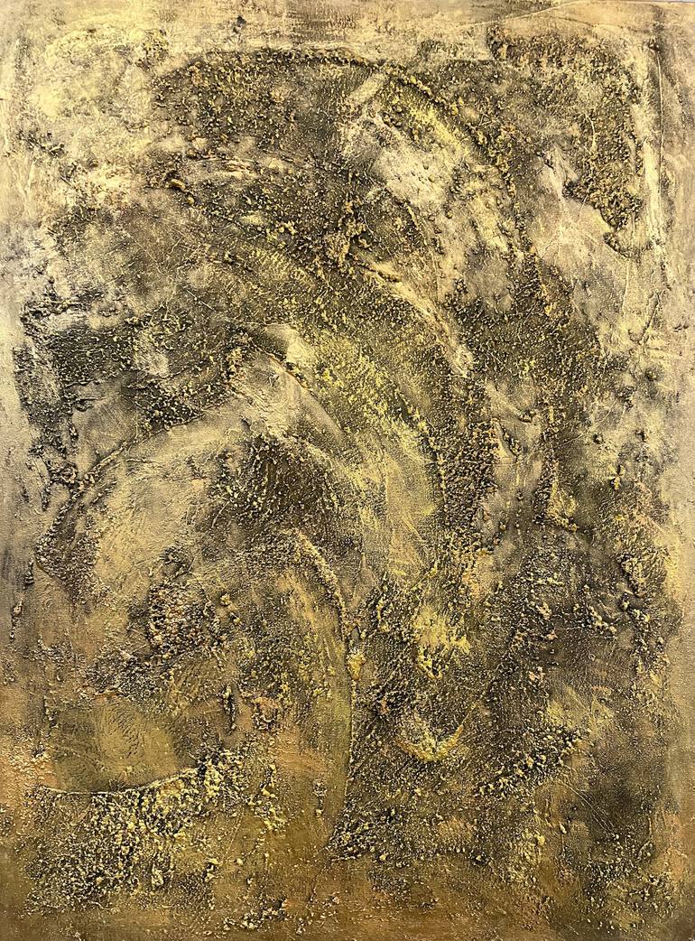 Concrete Texture Gold Artwork M00015 Painting by Drunk Abstracts