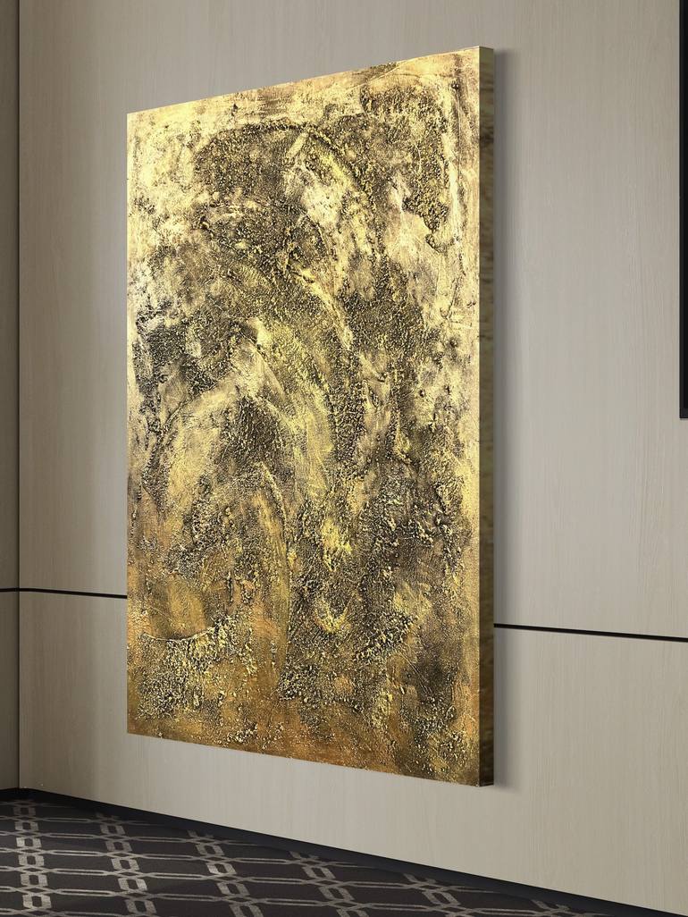 Concrete Texture Gold Artwork M00015 Painting by Drunk Abstracts ...