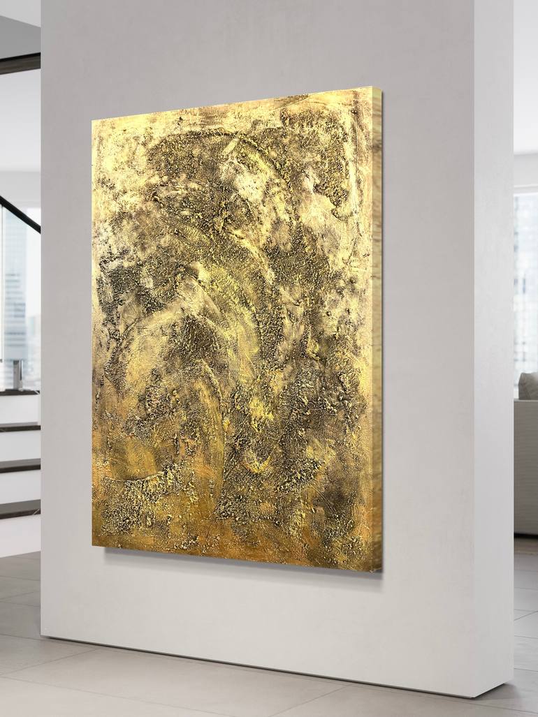 Concrete Texture Gold Artwork M00015 Painting by Drunk Abstracts