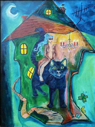 Print of Cats Paintings by Nelisa Nela Baždar