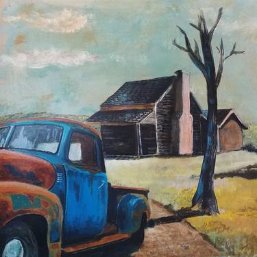 Rustbelt | Rusty Pickup Truck and Rural Landscape Painting thumb
